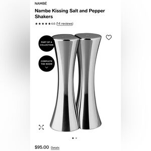 Nambe kissing salt & pepper shakers